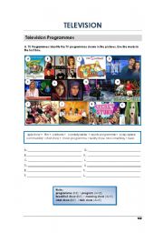 English Worksheet: Television types, programmes and channels