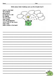English worksheet: Bobs holidays short text production simple past