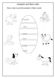 English worksheet: Animals and their calls