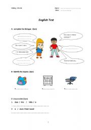 English worksheet: Test for beginners