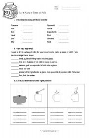 English Worksheet: how to make a glass of milk