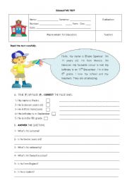 English Worksheet: TEST, PRESENT SIMPLE