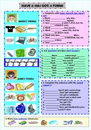 English Worksheet: Have & has got:: 3 forms