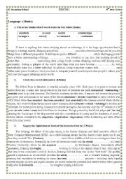 English Worksheet: Language and writing tasks for 4th year Tunisian students (with keys)