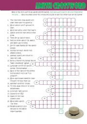 English Worksheet: Amish Crossword