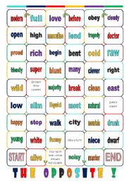 English Worksheet: Board Game: The Opposite Word