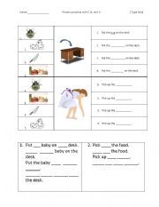 English worksheet: consonant sound practice with pick up & put on