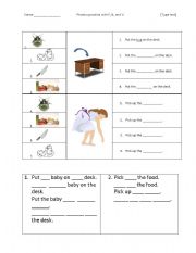 English Worksheet: consonant sound practice with pick up & put on