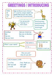 English Worksheet: GREETINGS