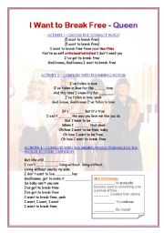 English Worksheet: SONG - I WANT TO BREAK FREE - QUEEN