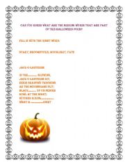 English worksheet: halloween poem