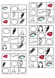 English Worksheet: BINGO GAME - colours, face and school equipment