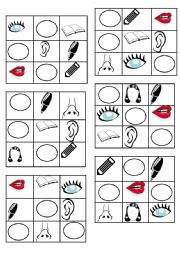 English Worksheet: BINGO GAME - colours, face and school equipment