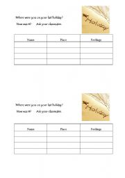 English worksheet: your holiday