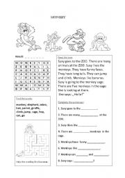 English Worksheet: Monkey