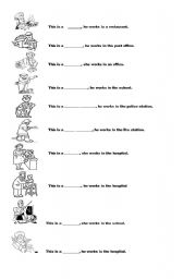 English Worksheet: profession fill in the gaps