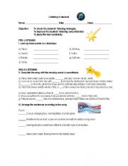 English Worksheet: Starry night song