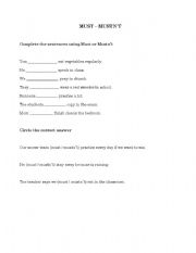 English Worksheet: Must or Mustnt