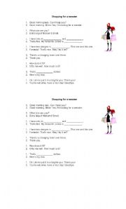 English Worksheet: Shopping for a sweater - Speaking (sketch)