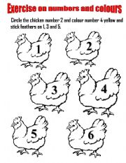 English worksheet: Numbers & Colouring Worksheet