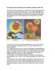 English Worksheet: comparing and contrasting Van Goghs Sunflowers