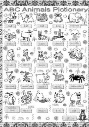 English Worksheet: ANIMALS ABC PICTIONARY