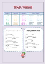 English Worksheet: Was-Were