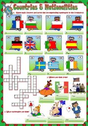 English Worksheet: COUNTRIES & NATIONALITIES