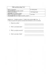 English worksheet: Polite questions with Can