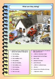 English Worksheet: What are they doing on the farm?