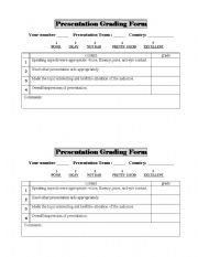 English Worksheet: presentation grading form