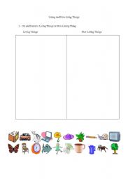 English Worksheet: Living and Non-Living Things