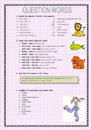 English Worksheet: QUESTION WORDS