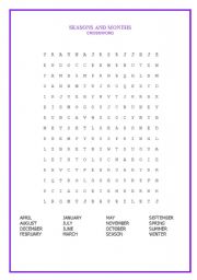 English Worksheet: CROSSWORD (SEASONS AND MONTHS)