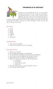 English Worksheet: reading comprehension