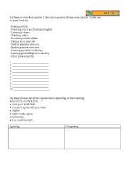 English worksheet: meeting students needs in the first class