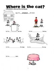 English Worksheet: where is the cat?