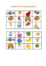 SHOPPING LIST BINGO 2