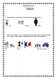 English worksheet: Where are they from?