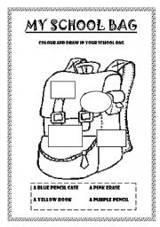 English Worksheet: My school bag