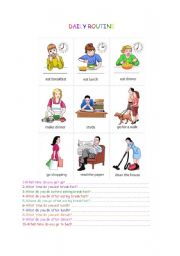 English Worksheet: daily routines