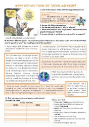 English Worksheet: SOCIAL NETWORK. PROS AND CONS