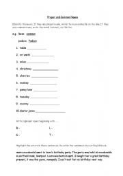 English Worksheet: proper nouns