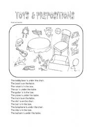 English Worksheet: Toys and Prepositions