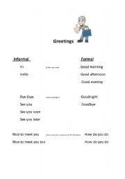 English worksheet: greetings