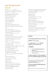English Worksheet: Just the way you are ( Bruno Mars)