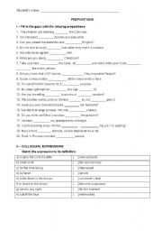 English Worksheet: Phrasal verbs and Prepositions