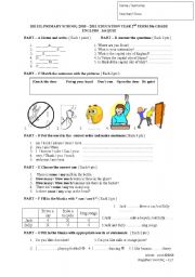 English Worksheet: Worksheet for 5th garde students