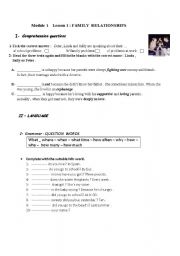 English worksheet: Faily life 