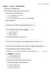 English Worksheet: Pocket money 